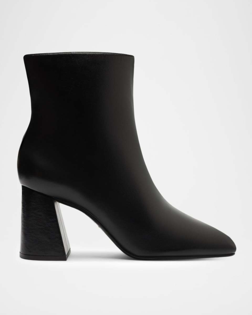 Leia Leather Block-Heel Ankle Booties
